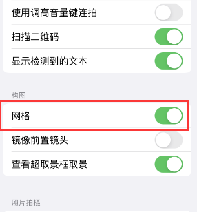 越西苹果手机维修网点分享iPhone如何开启九宫格构图功能