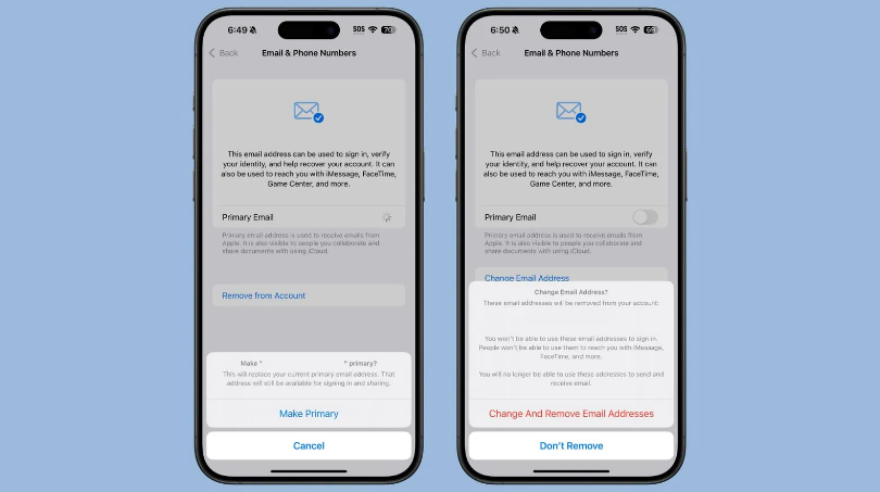 越西苹果手机维修分享苹果 iOS 18.1 支持设置“主要”邮箱地址并更改 iCloud 邮箱 
